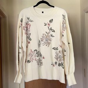 Floral Pullover Knit Sweater